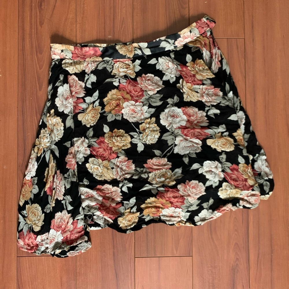 Vintage chiffon floral skirt with asymmetric hem